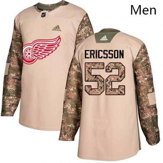 Mens Adidas Detroit Red Wings 52 Jonathan Ericsson Authentic Camo Veterans Day Practice NHL Jersey